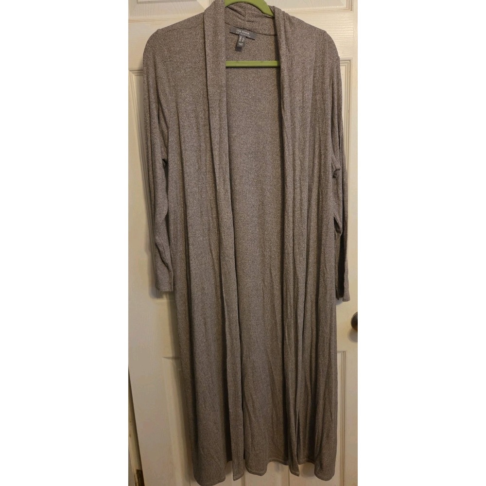 Lisa Rinna Collection Knit Open-Front Cardigan Light Heather Grey Large Size